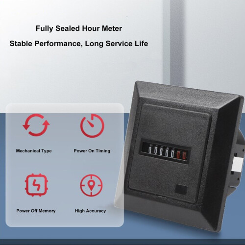 Durable Mechanical Hour Meter 0.1/100HR Industrial Timer for Machinery 380V 1