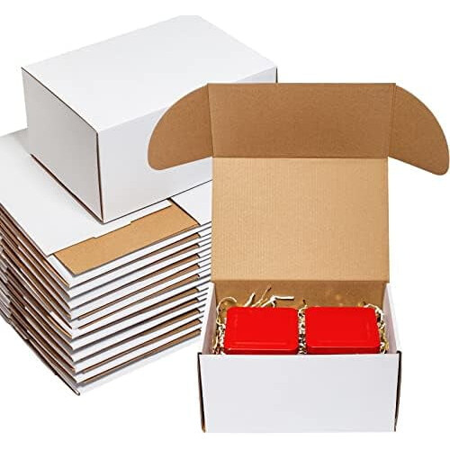 Caixas de envio de papelão ondulado branco, 25 unidades, 25 x 18 x 13 cm (10 x 7 x 5 polegadas)