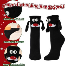 Funny Christmas Fuzzy Socks with Magnetic Hands, White Elephant Gift for Women, Men & Couples – Compatible with Holiday Stockings