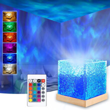 16 Colors Magical Northern Lights for Your Room, Aurora Borealis Night Light Projector,for Party Bedroom (Wooden base+Rechargeable Model)