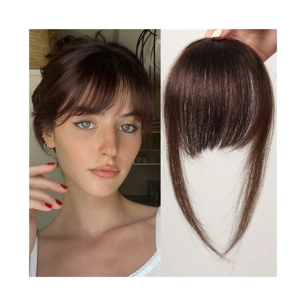Unisex 100% Human Hair Bangs Clips In Air Fringe Bangs Hairpiece Hair Extension 4.5Inch