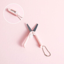 Mini Folding Scissors with Keychain, Compact Telescopic Travel Scissors, Portable Pocket Shears, Safe & Multipurpose, Purple 0.7x1.85" (1Pcs)