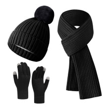 Unisex gebreide wintersjaal, muts en handschoenen set