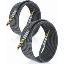 1/4" TRS Guitar Cable 10ft 2-Pack, Straight 6.35mm Male Jack, Compatible with Electric Guitar, Bass, Keyboard, Amp, Speaker