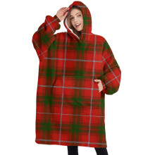 Oversized Wearable Blanket Hoodie, Red/Green Checkerboard Sherpa Hoodie with Super Pockets, Super Warm Fuzzy Pullover for Women & Men
