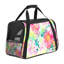 Tropical Floral Hawaii Flower Vintage Portable Dog Carrier Bag & Cozy Cat Carrying Case for Small Pets,Puppy Soft-Sided Pet Travel Bag
