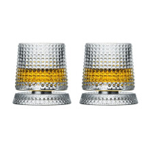 360 Rotating Whiskey Glass (2-Pack), Crystal Tumbler with Stable Decoupled Base – Unique Whiskey Gifts for Men, Husband, Father – Compatible