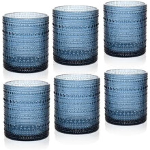 Conjunto de 6 copos de coquetel Hobnail azuis de 300ml