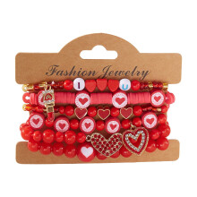Ensemble de bracelets en forme de cœur pour filles – Perles en céramique, 5 pièces