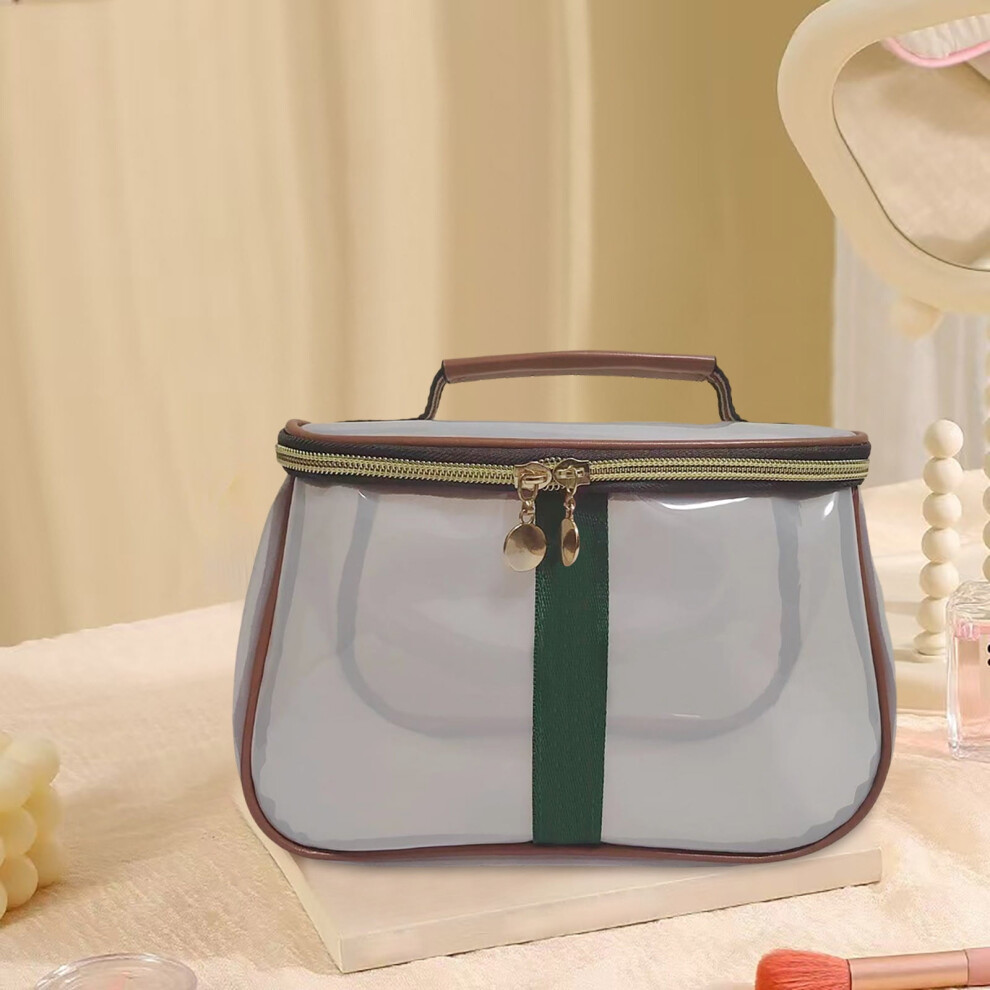 Retro Vintage Waterproof Transparent Cosmetic Bag, Large Capacity Makeup Organizer for Women â Portable Travel Toiletry Bag, White, One Size,
