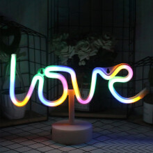 Valentine's Day 'Love' Neon Light Decorative Lamp, USB/Battery Desk Ornament LED Romantic Ambient Decor Light for Valentine's Living Room, Gifts