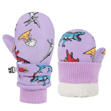 AWZXDE Kinderwinterhandschoenen, waterdichte thermische wanten met cartoonprint voor peuters van 4-10 jaar, paars – geschikt om mee te skiën