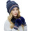Cappello e sciarpa in maglia da donna, modello pullover, blu navy, taglia unica 1