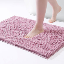 Tapis de bain en chenille 61 x 43 cm, antidérapant, lavable, en microfibre douce et épaisse, absorbant, rose bonbon