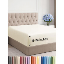 Drap-housse extra profond pour lit Queen – Compatible avec les matelas de 45 à 60 cm d'épaisseur, ultra doux, infroissable et résistant à la