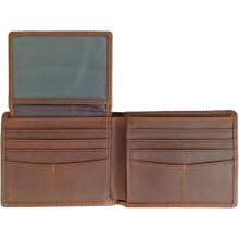 Pánska cestovná peňaženka s RFID blokovaním – Crazy Horse Leather, 2 ID okienka, 8 slotov na karty, úložisko pre dve meny a SIM kartu (11,4