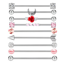DESIGNICE Barre d'haltères en acier inoxydable, style industriel, pour femmes et hommes. Bijou d'oreilles et de lèvres/échafaudages. Barre