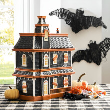 ACDANC haunted house stoneware candy bowl with lid 1 piece