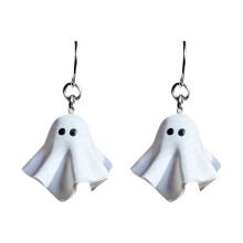 Halloween spøgelsesøreringe hvid metal 1 par