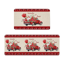 Red Heart Kitchen Rug Set – Anti-Fatigue Runner Mats (2