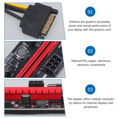 External Graphics Card Dock for PC with PCIe GPU, Red Aluminum Gaming Adapter, 1 Set 1