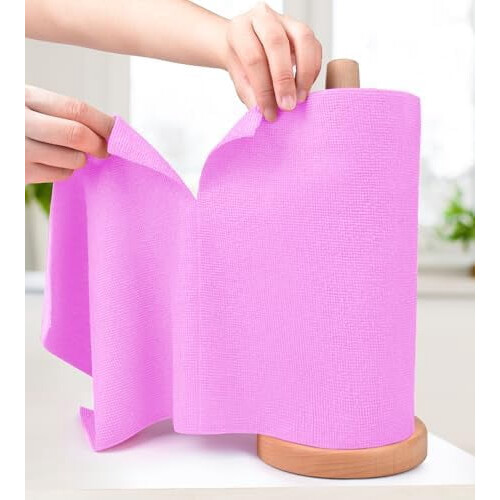 Rouleau de chiffons de nettoyage en microfibre violet clair, 20 feuilles
