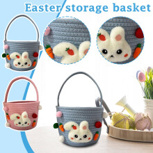 Cesto di Pasqua per bambini – Secchiello per la caccia alle uova in corda di cotone intrecciata, borsa e contenitore, sacchetto regalo per feste