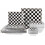 Porcelain Square Dinnerware Set for 4, Black and White 1