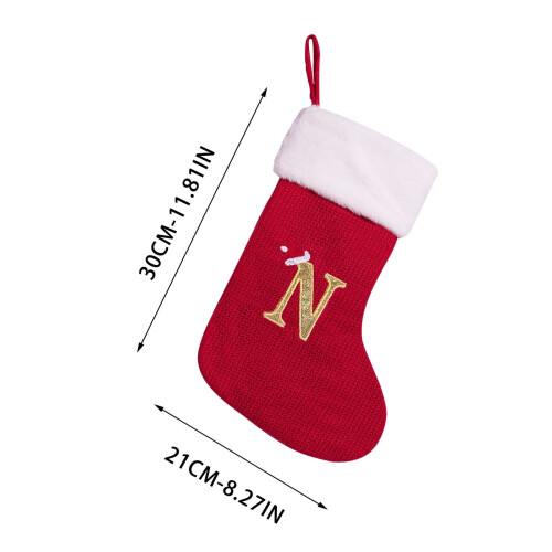 Monogramm-Weihnachtsstrumpf, roter Plüschstrumpf mit Manschette, 30 x 21 cm 2