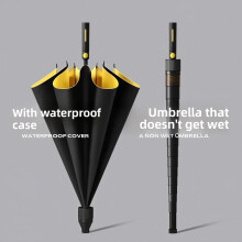 Automatic Long-Handled Golf Umbrella, Thickened Enlarged Canopy, 16-Fiber Ribs, Waterproof Cover Included