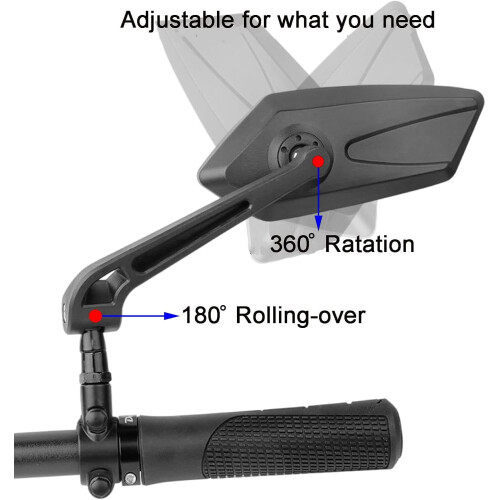 2 Pack 360 Adjustable Bike Rear View Mirrors for Handlebars, Scratch-Resistant Glass, Compatible with E-Bikes 2
