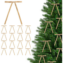 Samt-Weihnachtsbaumschleifen – 16 Stück khakifarbenes Band