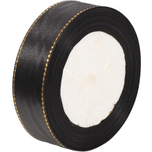 Ruban noir à bordure dorée pour décoration artisanale - 1 rouleau