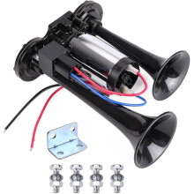 600DB 12V Super Train Horns – Waterproof Air Horn Kit w/ Compressor – Loud Dual Horns for Trucks, Cars, SUVs – Compatible with 12V systems