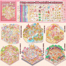 Big Size DIY 3D Sticker Scene Book – Miniature Cabin & Room Stickers, Spiral Notebook for Adults & Kids (D)