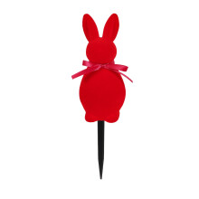 Estaca de jardín con forma de conejito de Pascua, decoración exterior flocada, color rojo, 24 cm (9,45 pulgadas)