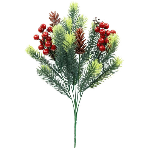 Kunstig juleblomsterbukett med røde bær 1 stk