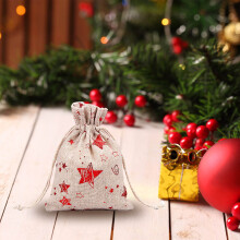 Sacola de presente de Natal em juta com cordão, tamanho grande (1 unidade)