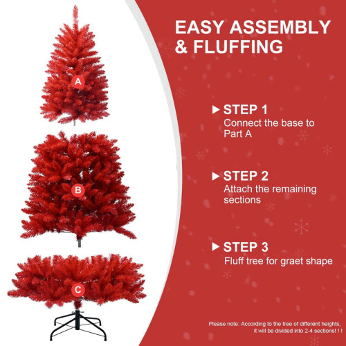 Red PVC Christmas Tree 6FT 804 Tips Hinged Branches 1
