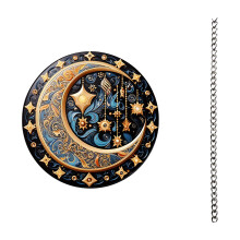 Moon Festival Wall Decoration Acrylics Pendant with Metal Chain for Door Wall Window Indoor and Outdoor
