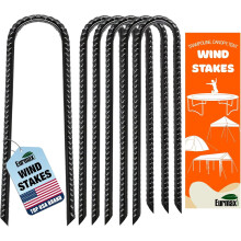 USA Trampolines Stakes Canopy Parts Wind Stake 12 Inch Heavy Duty Stake Safety Ground Anchor Galvanized Steel Wind Stakes, Pack of 6(Black)