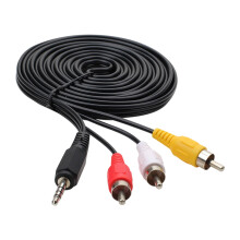 Cable AV de 3,5 mm a 3 RCA para transmisión de audio y vídeo.