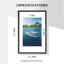 11x17 Picture Frame Set of 9, Display Pictures 8x12 with Mat or 11x17 Without Mat, Photo Frame for Horizontal or Vertical Wall Display, Black