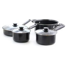 Batterie de cuisine antiadhésive en aluminium noir 7 pièces