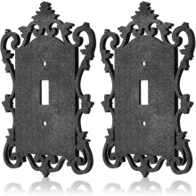 Plaques d'interrupteur gothiques en forme de cercueil, noires, style victorien, lot de 2