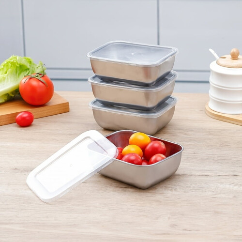 Boîtes de conservation des aliments en acier inoxydable avec couvercles à charnière 2