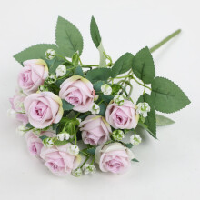 Hellrosa künstlicher Rosenstrauß, 35 cm