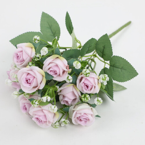Hellrosa künstlicher Rosenstrauß, 35 cm