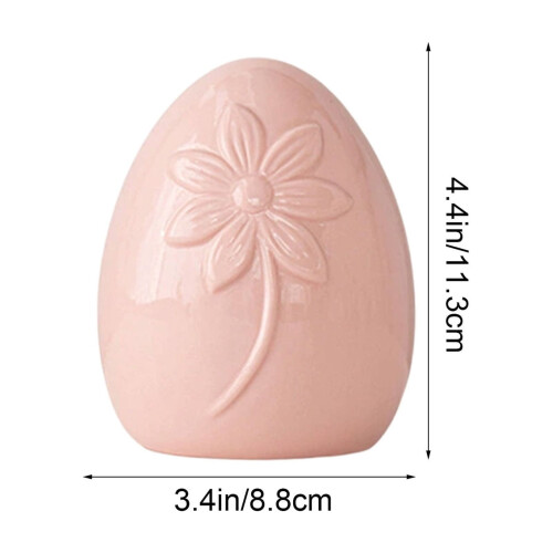 Ceramic Easter Egg Ornament 4.4 inch Pink 2