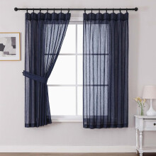 Rideaux bleu marine transparents 42 x 63 pouces (2 pièces) filtrant la lumière